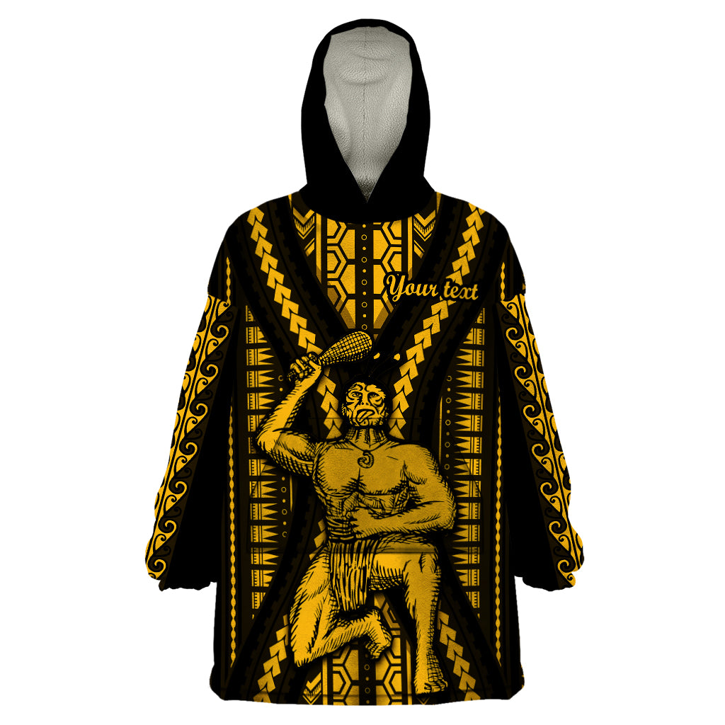 Personalised Aotearoa Father's Day Gift For Dad Wearable Blanket Hoodie Aroha Ahau Ki A Koe Papa - Gold Maori Style Pattern - Wonder Print Shop