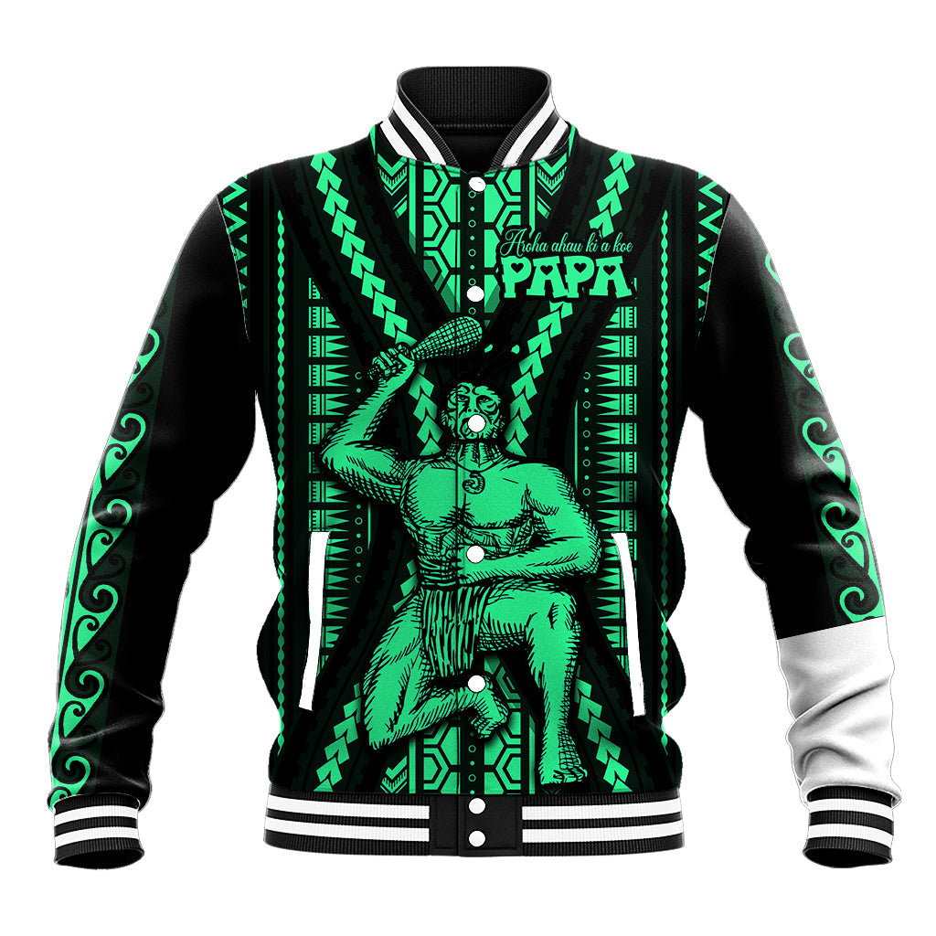 Maori Fathers Day New Zealand Baseball Jacket Aroha Ahau Ki A Koe Papa - Green LT9 - Wonder Print Shop