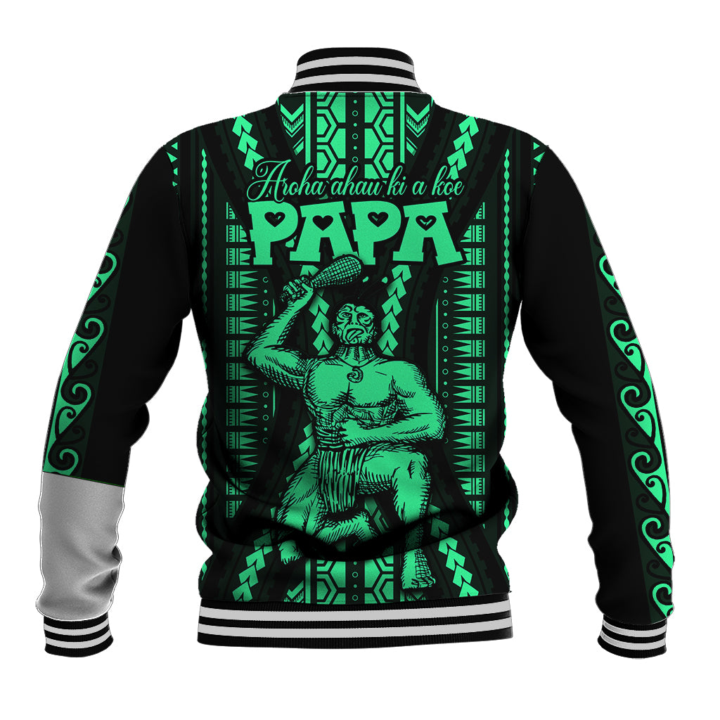 Maori Fathers Day New Zealand Baseball Jacket Aroha Ahau Ki A Koe Papa - Green LT9 - Wonder Print Shop