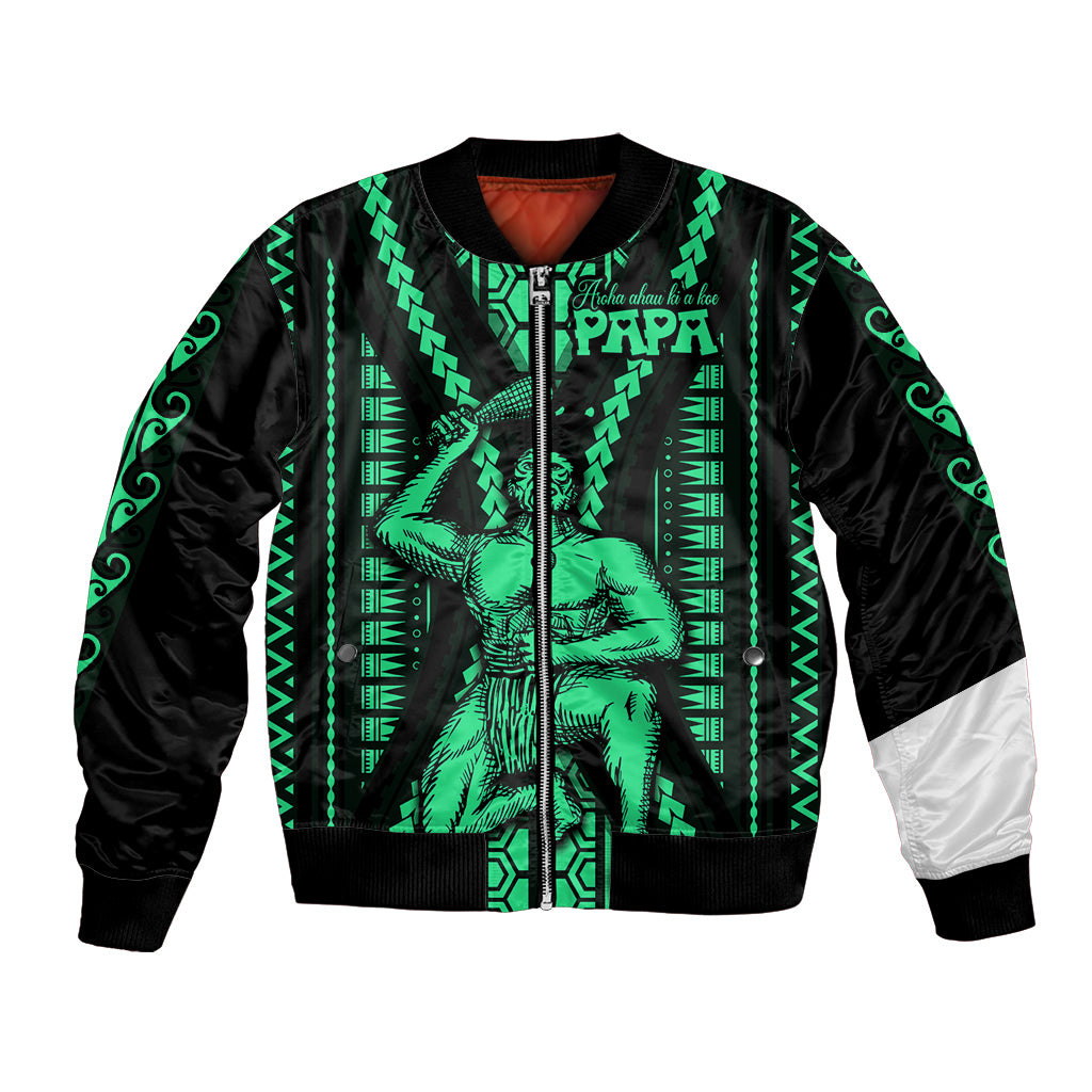 Maori Fathers Day New Zealand Bomber Jacket Aroha Ahau Ki A Koe Papa - Green LT9 - Wonder Print Shop