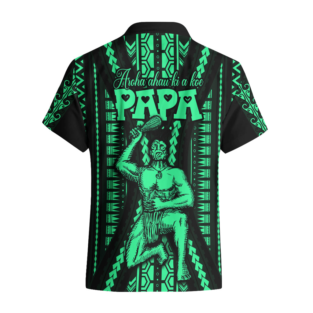 Maori Fathers Day New Zealand Hawaiian Shirt Aroha Ahau Ki A Koe Papa - Green - Wonder Print Shop