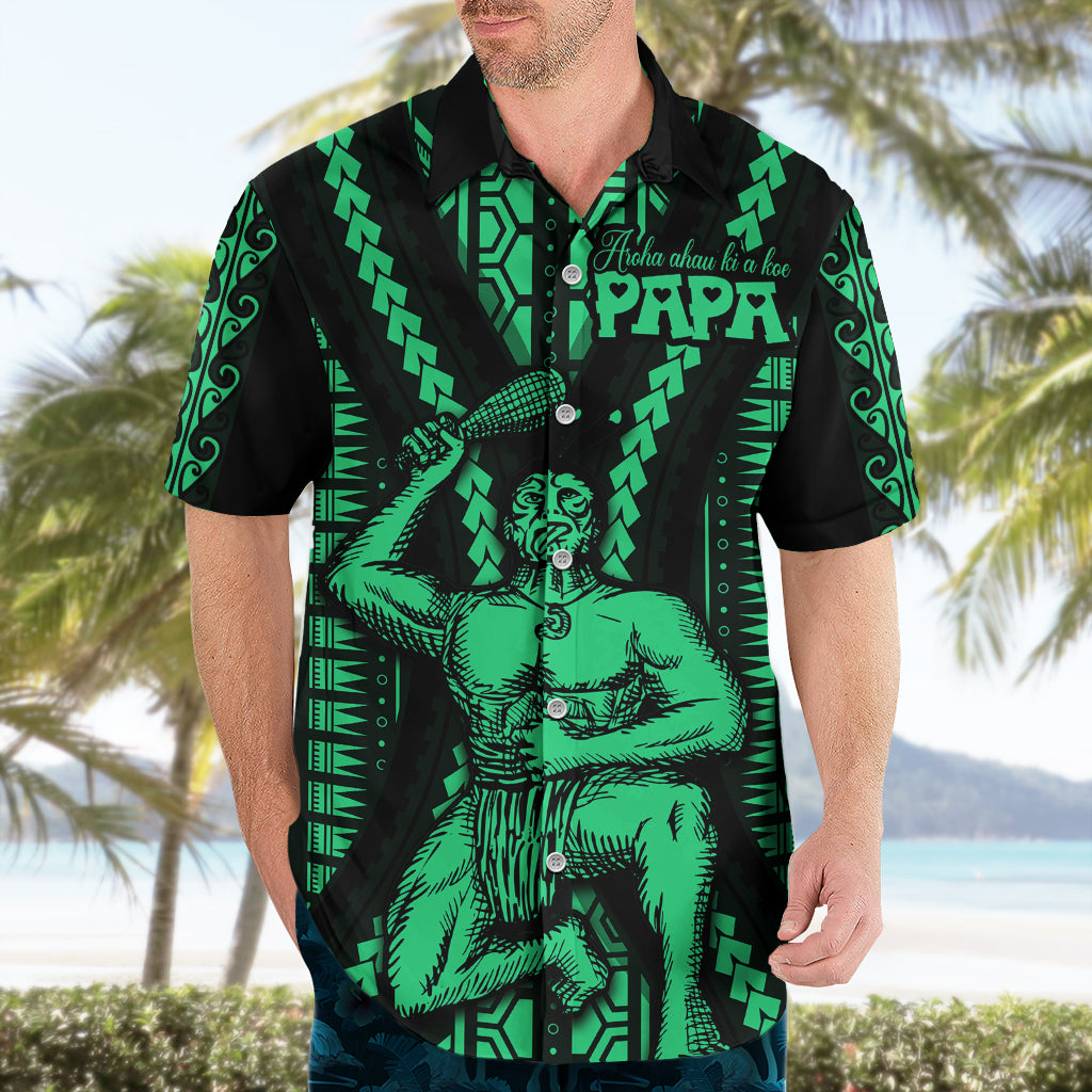 Maori Fathers Day New Zealand Hawaiian Shirt Aroha Ahau Ki A Koe Papa - Green - Wonder Print Shop
