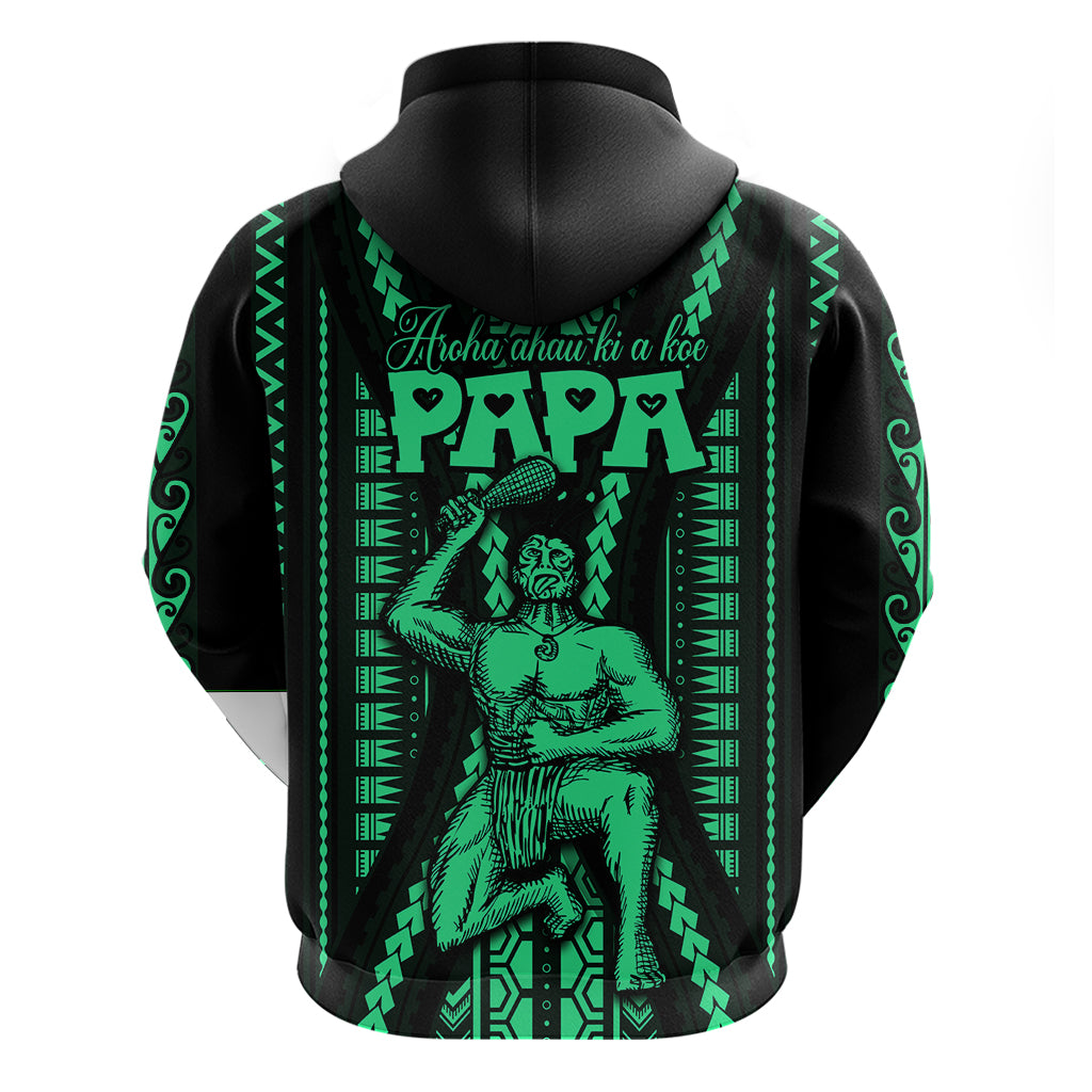 Maori Fathers Day New Zealand Hoodie Aroha Ahau Ki A Koe Papa - Green - Wonder Print Shop