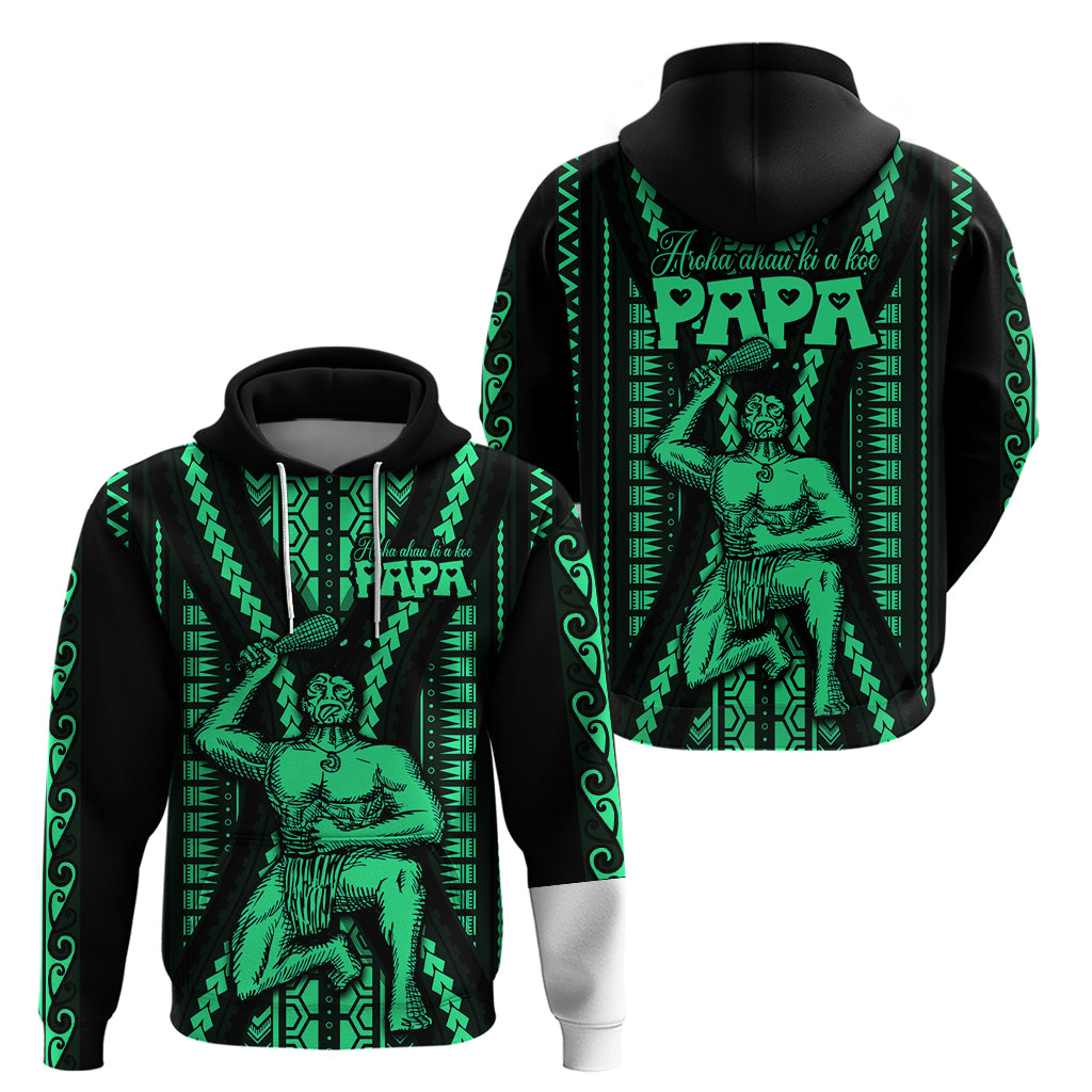 Maori Fathers Day New Zealand Hoodie Aroha Ahau Ki A Koe Papa - Green - Wonder Print Shop