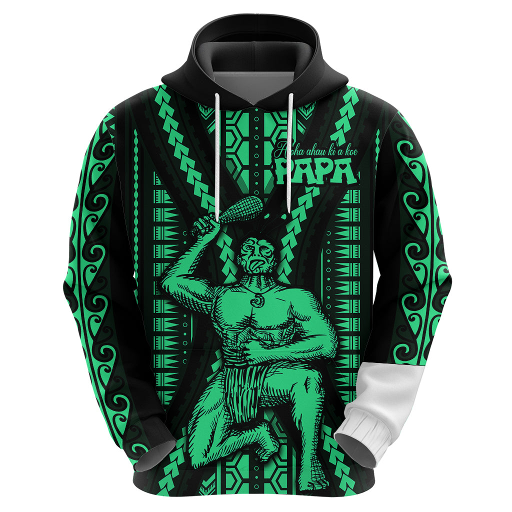 Maori Fathers Day New Zealand Hoodie Aroha Ahau Ki A Koe Papa - Green - Wonder Print Shop