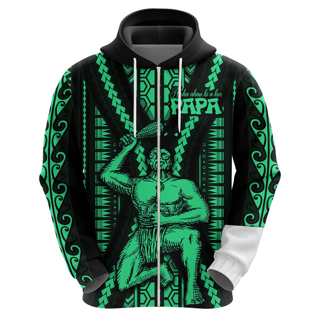 Maori Fathers Day New Zealand Hoodie Aroha Ahau Ki A Koe Papa - Green - Wonder Print Shop