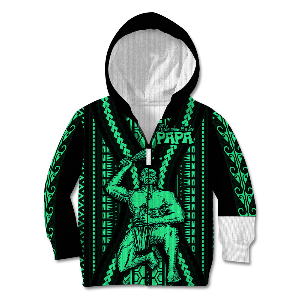 Maori Fathers Day New Zealand Kid Hoodie Aroha Ahau Ki A Koe Papa - Green - Wonder Print Shop