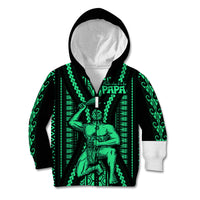 Maori Fathers Day New Zealand Kid Hoodie Aroha Ahau Ki A Koe Papa - Green - Wonder Print Shop