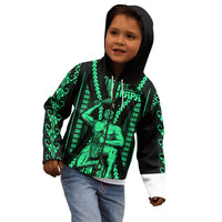Maori Fathers Day New Zealand Kid Hoodie Aroha Ahau Ki A Koe Papa - Green - Wonder Print Shop