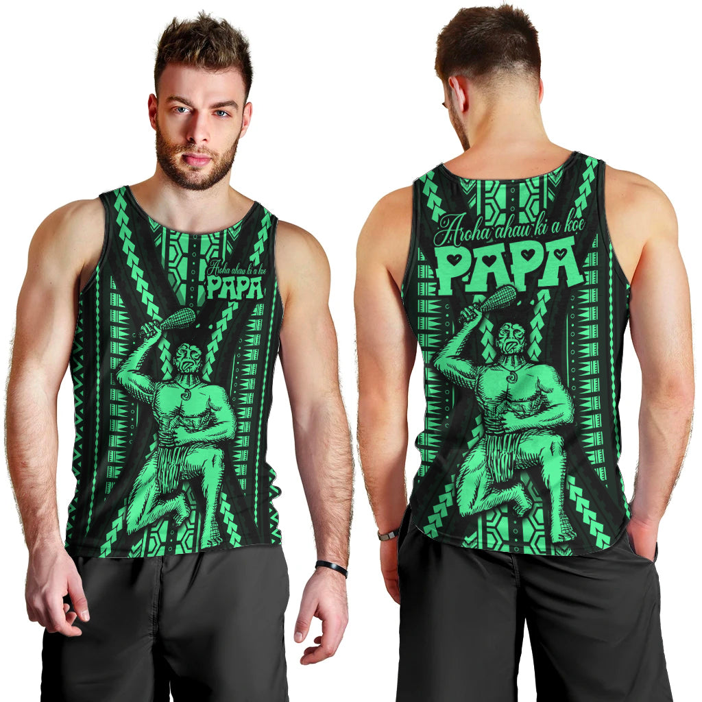 maori-fathers-day-new-zealand-men-tank-top-aroha-ahau-ki-a-koe-papa-green