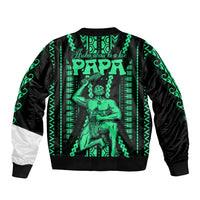 Maori Fathers Day New Zealand Sleeve Zip Bomber Jacket Aroha Ahau Ki A Koe Papa - Green - Wonder Print Shop