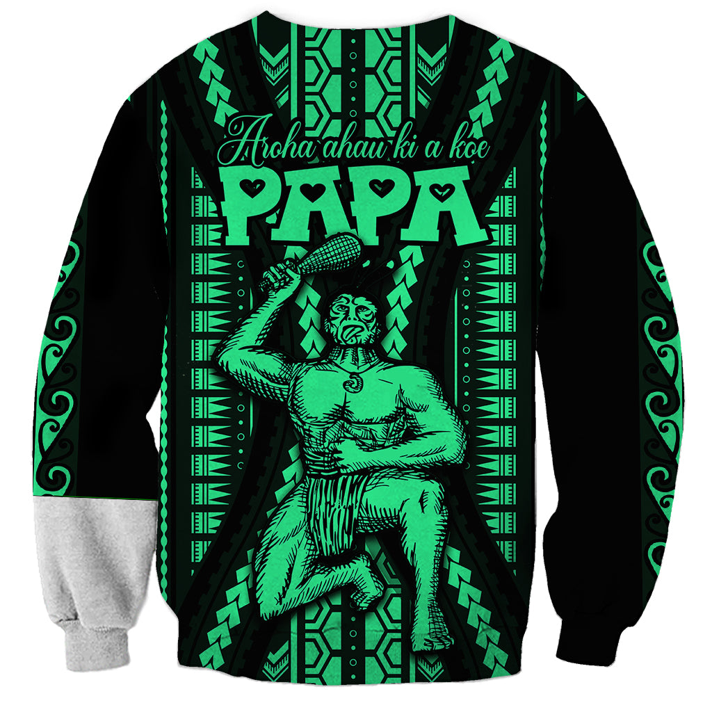 Maori Fathers Day New Zealand Sweatshirt Aroha Ahau Ki A Koe Papa - Green - Wonder Print Shop