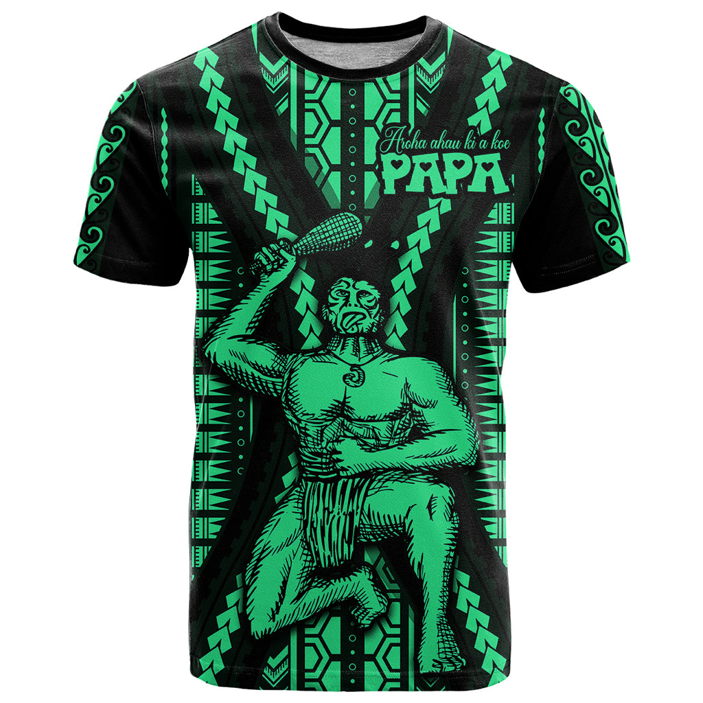 Maori Fathers Day New Zealand T Shirt Aroha Ahau Ki A Koe Papa - Green - Wonder Print Shop