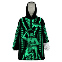 Maori Fathers Day New Zealand Wearable Blanket Hoodie Aroha Ahau Ki A Koe Papa - Green - Wonder Print Shop