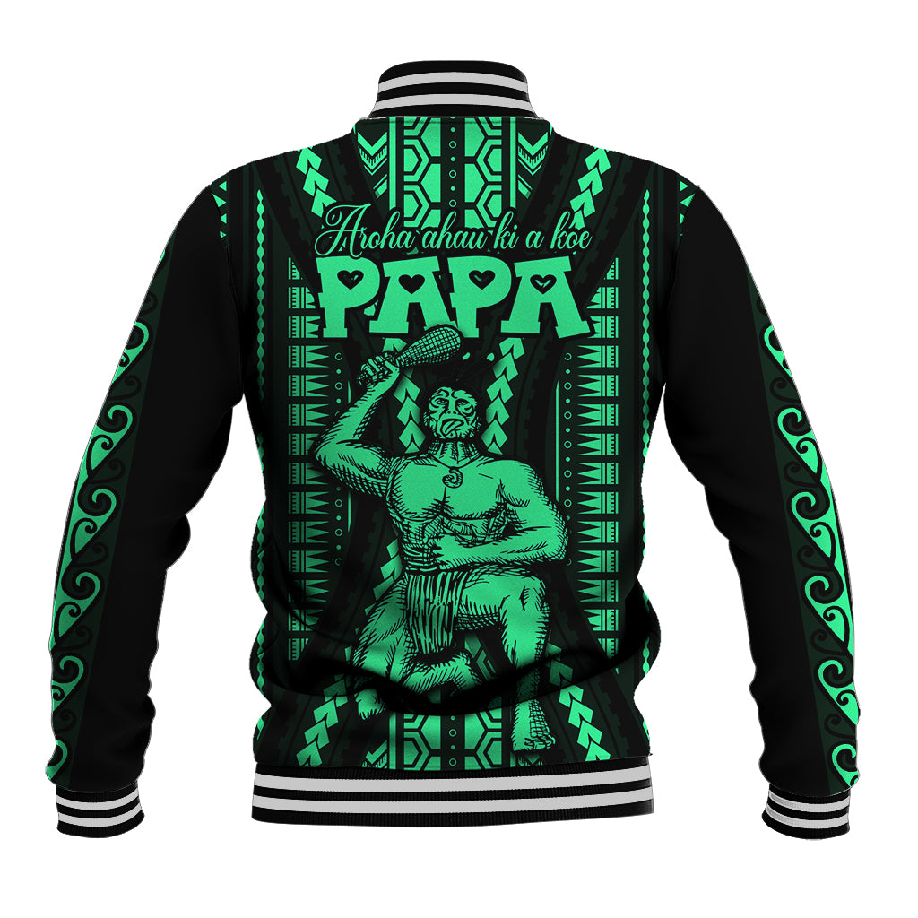 Custom Maori Fathers Day New Zealand Baseball Jacket Aroha Ahau Ki A Koe Papa - Green LT9 - Wonder Print Shop