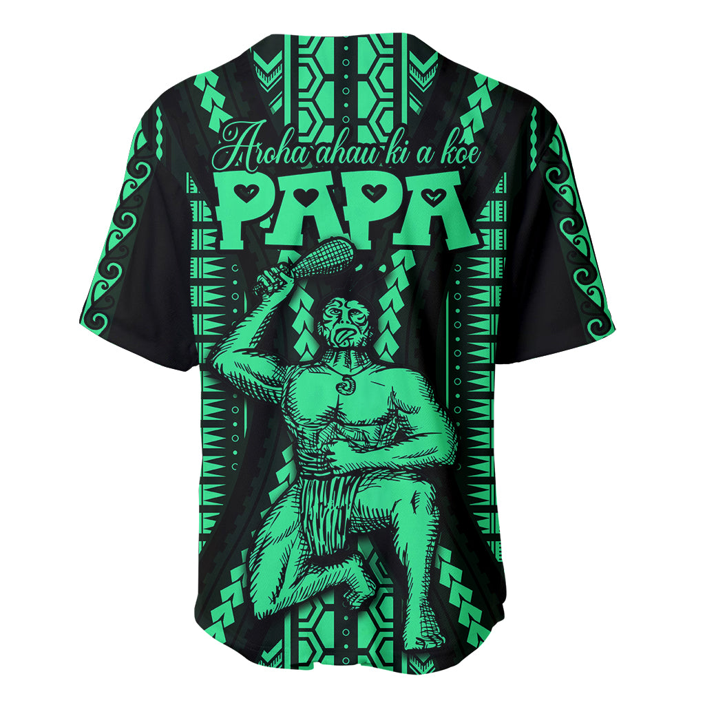 Custom Maori Fathers Day New Zealand Baseball Jersey Aroha Ahau Ki A Koe Papa - Green LT9 - Wonder Print Shop