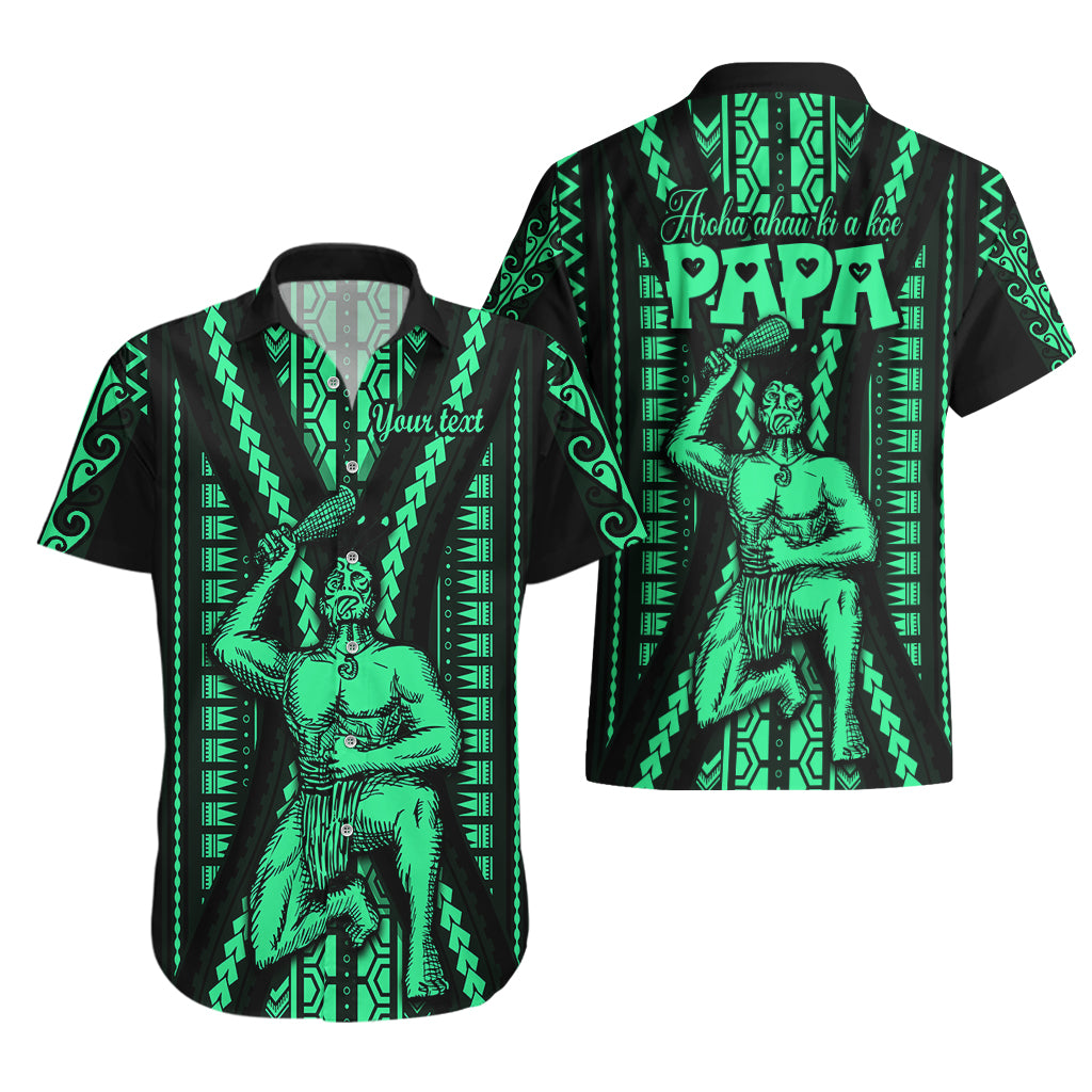 Custom Maori Fathers Day New Zealand Hawaiian Shirt Aroha Ahau Ki A Koe Papa - Green - Wonder Print Shop