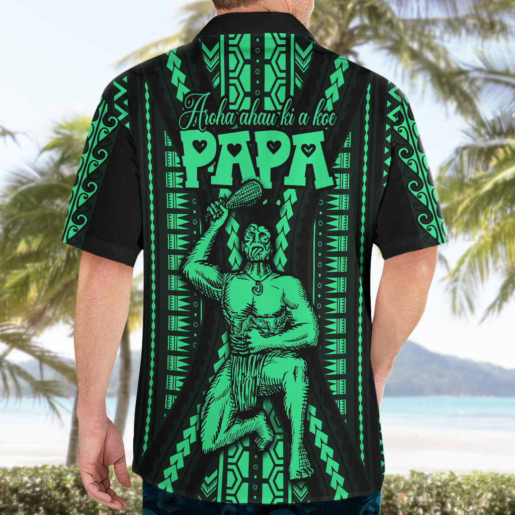 Custom Maori Fathers Day New Zealand Hawaiian Shirt Aroha Ahau Ki A Koe Papa - Green - Wonder Print Shop