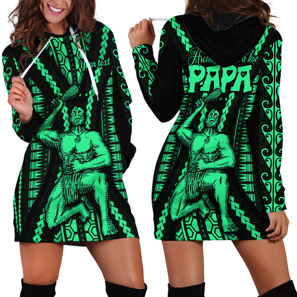 Custom Maori Fathers Day New Zealand Hoodie Dress Aroha Ahau Ki A Koe Papa - Green - Wonder Print Shop