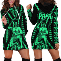 Custom Maori Fathers Day New Zealand Hoodie Dress Aroha Ahau Ki A Koe Papa - Green - Wonder Print Shop