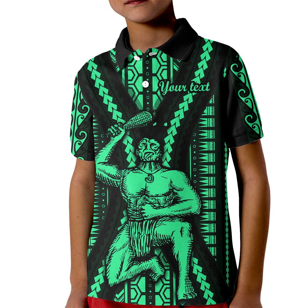 Custom Maori Fathers Day New Zealand Kid Polo Shirt Aroha Ahau Ki A Koe Papa - Green - Wonder Print Shop