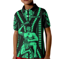 Custom Maori Fathers Day New Zealand Kid Polo Shirt Aroha Ahau Ki A Koe Papa - Green - Wonder Print Shop