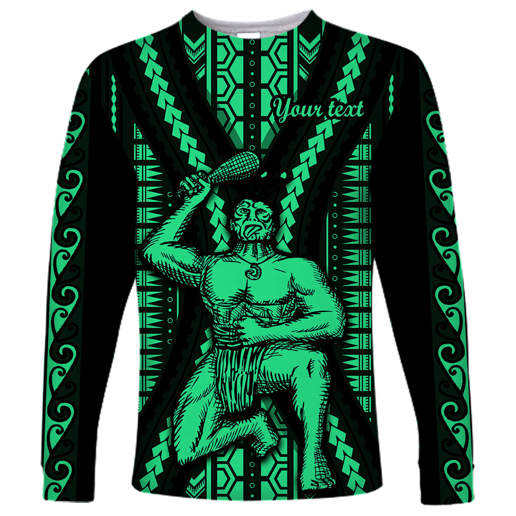 Custom Maori Fathers Day New Zealand Long Sleeve Shirt Aroha Ahau Ki A Koe Papa - Green - Wonder Print Shop