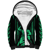 Custom Maori Fathers Day New Zealand Sherpa Hoodie Aroha Ahau Ki A Koe Papa - Green - Wonder Print Shop