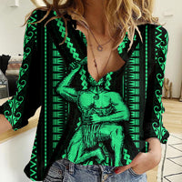 Custom Maori Fathers Day New Zealand Women Casual Shirt Aroha Ahau Ki A Koe Papa - Green - Wonder Print Shop