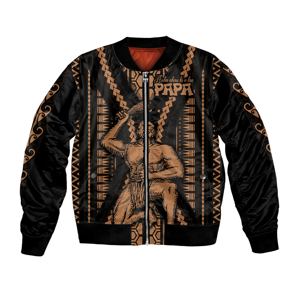 Maori Fathers Day New Zealand Bomber Jacket Aroha Ahau Ki A Koe Papa - Nude LT9 - Wonder Print Shop