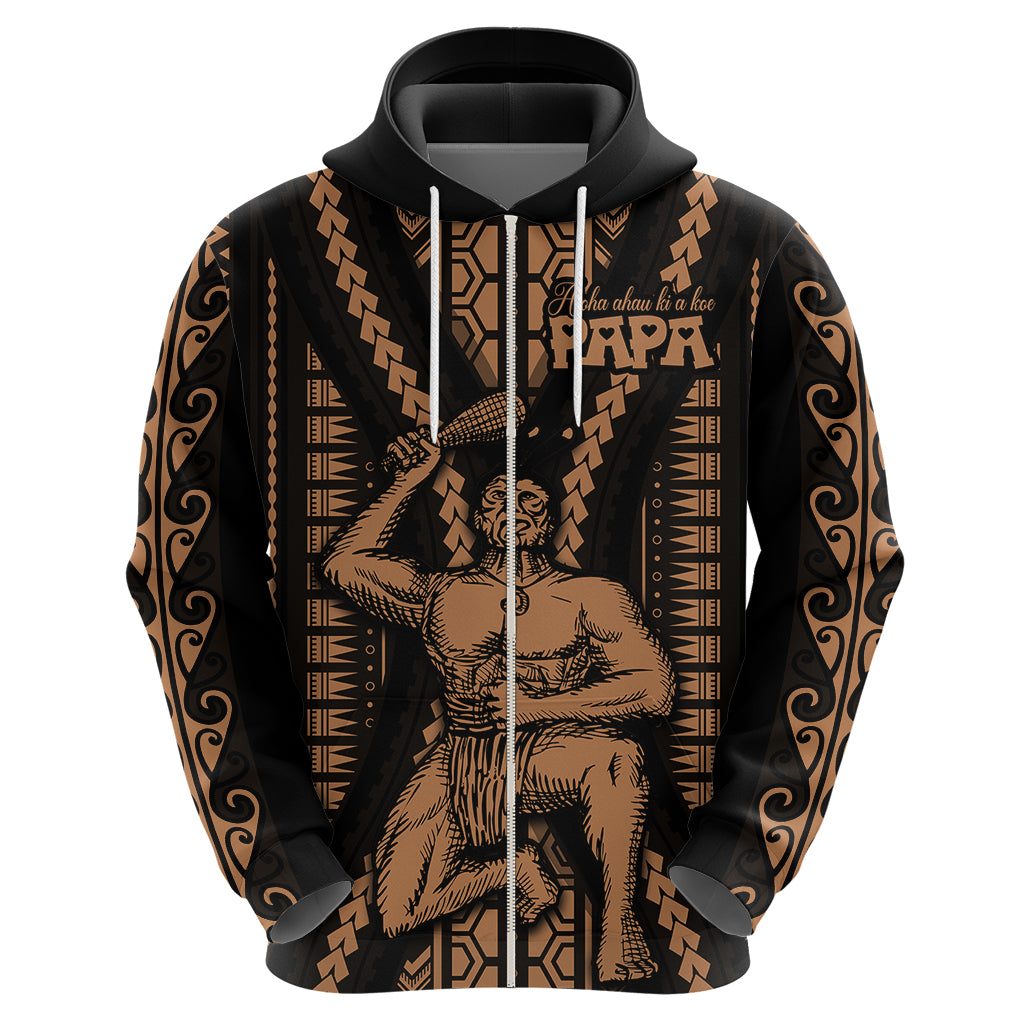 Maori Fathers Day New Zealand Hoodie Aroha Ahau Ki A Koe Papa - Nude - Wonder Print Shop