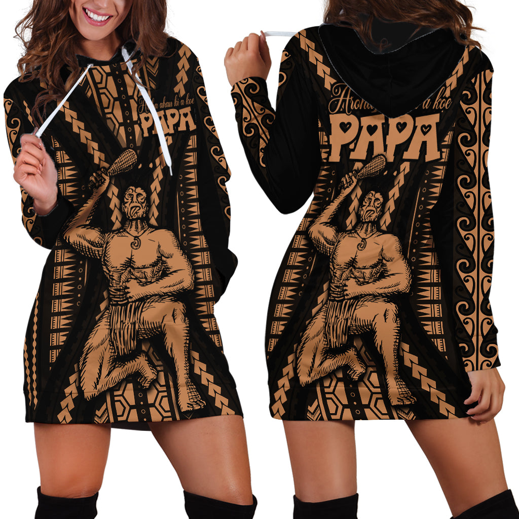 Maori Fathers Day New Zealand Hoodie Dress Aroha Ahau Ki A Koe Papa - Nude - Wonder Print Shop