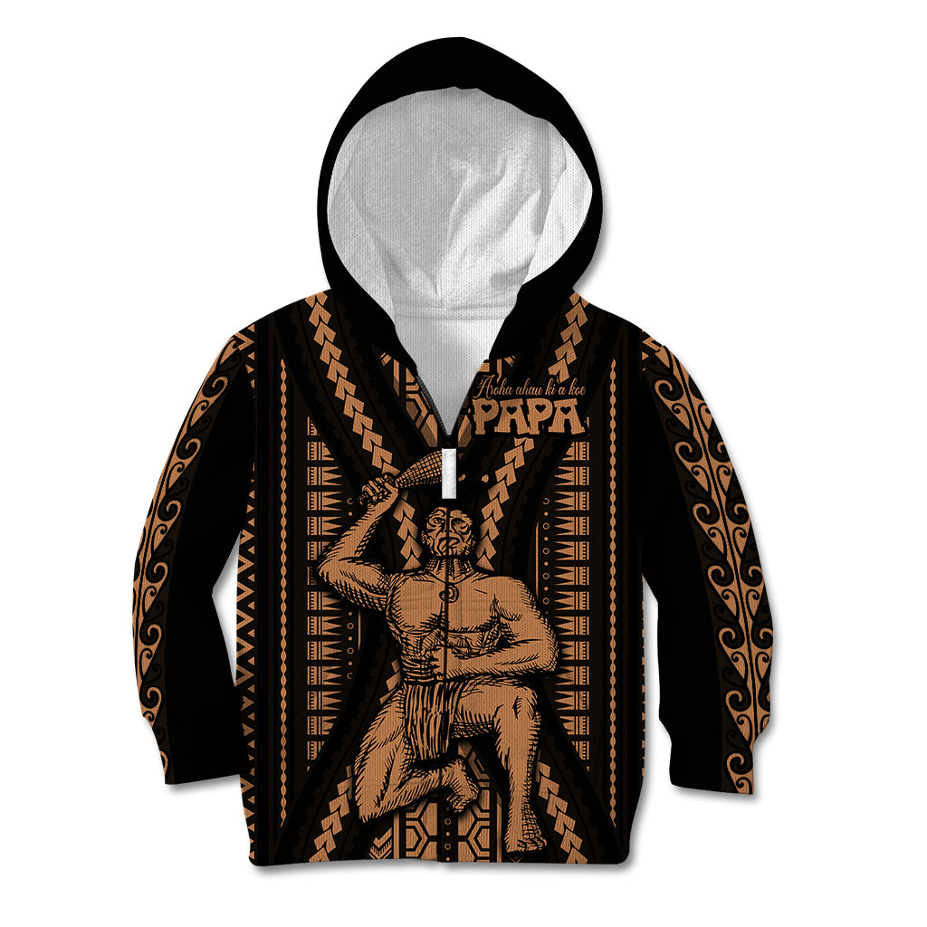 Maori Fathers Day New Zealand Kid Hoodie Aroha Ahau Ki A Koe Papa - Nude - Wonder Print Shop