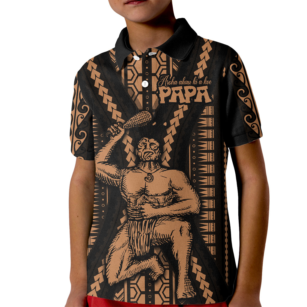 Maori Fathers Day New Zealand Kid Polo Shirt Aroha Ahau Ki A Koe Papa - Nude - Wonder Print Shop