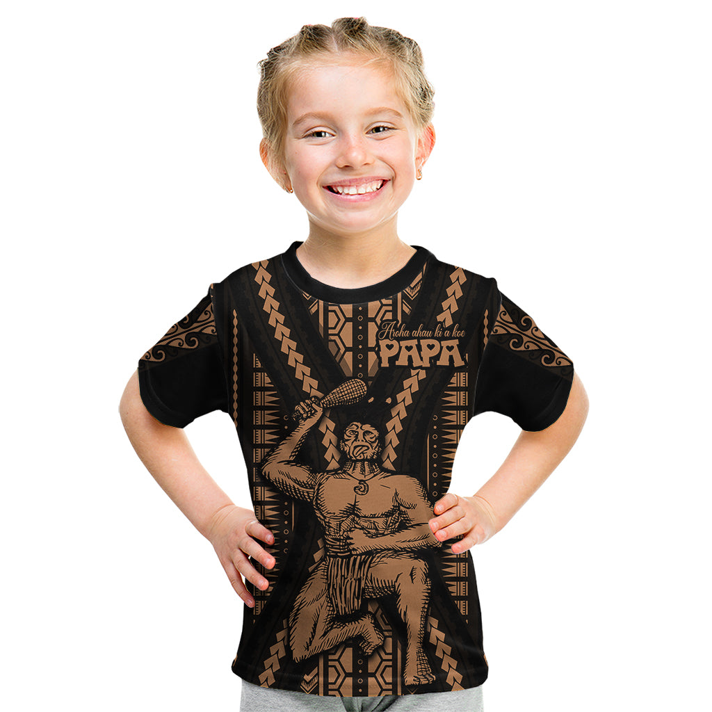 Maori Fathers Day New Zealand Kid T Shirt Aroha Ahau Ki A Koe Papa - Nude - Wonder Print Shop