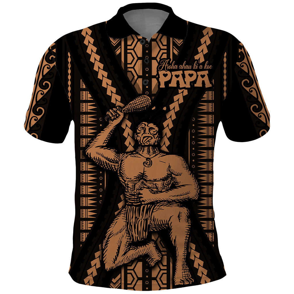 Maori Fathers Day New Zealand Polo Shirt Aroha Ahau Ki A Koe Papa - Nude - Wonder Print Shop