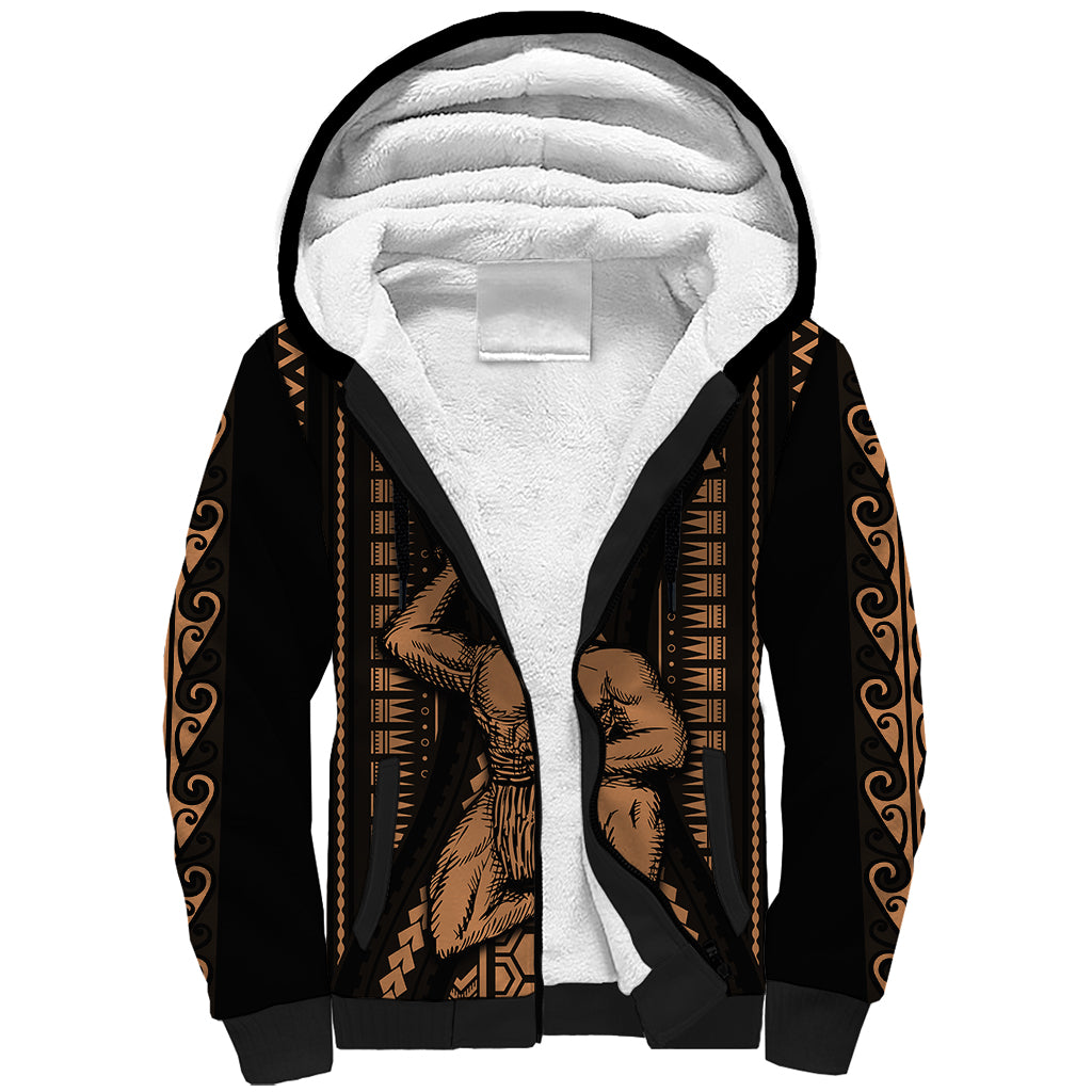 Maori Fathers Day New Zealand Sherpa Hoodie Aroha Ahau Ki A Koe Papa - Nude - Wonder Print Shop
