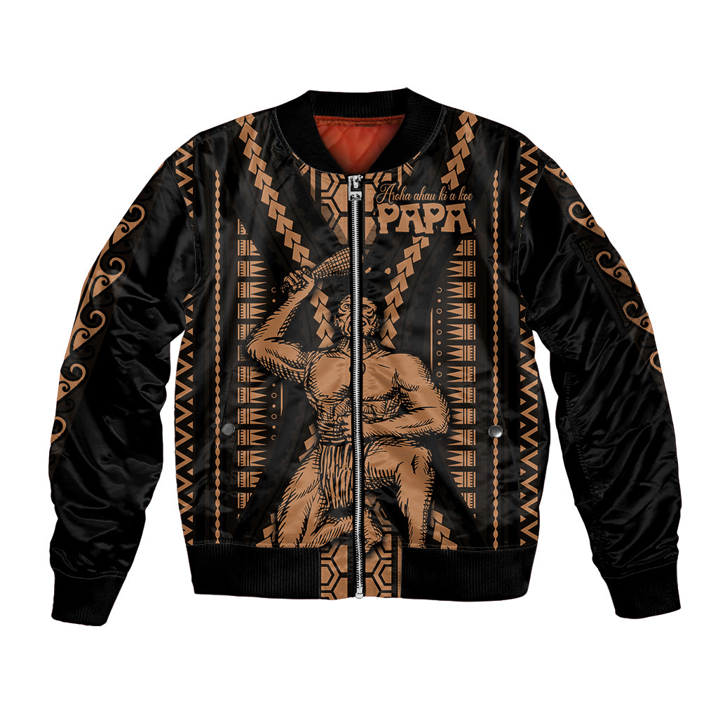 Maori Fathers Day New Zealand Sleeve Zip Bomber Jacket Aroha Ahau Ki A Koe Papa - Nude - Wonder Print Shop