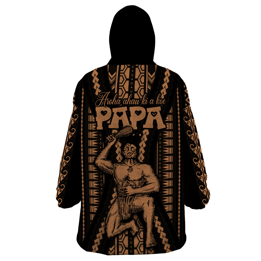Maori Fathers Day New Zealand Wearable Blanket Hoodie Aroha Ahau Ki A Koe Papa - Nude - Wonder Print Shop