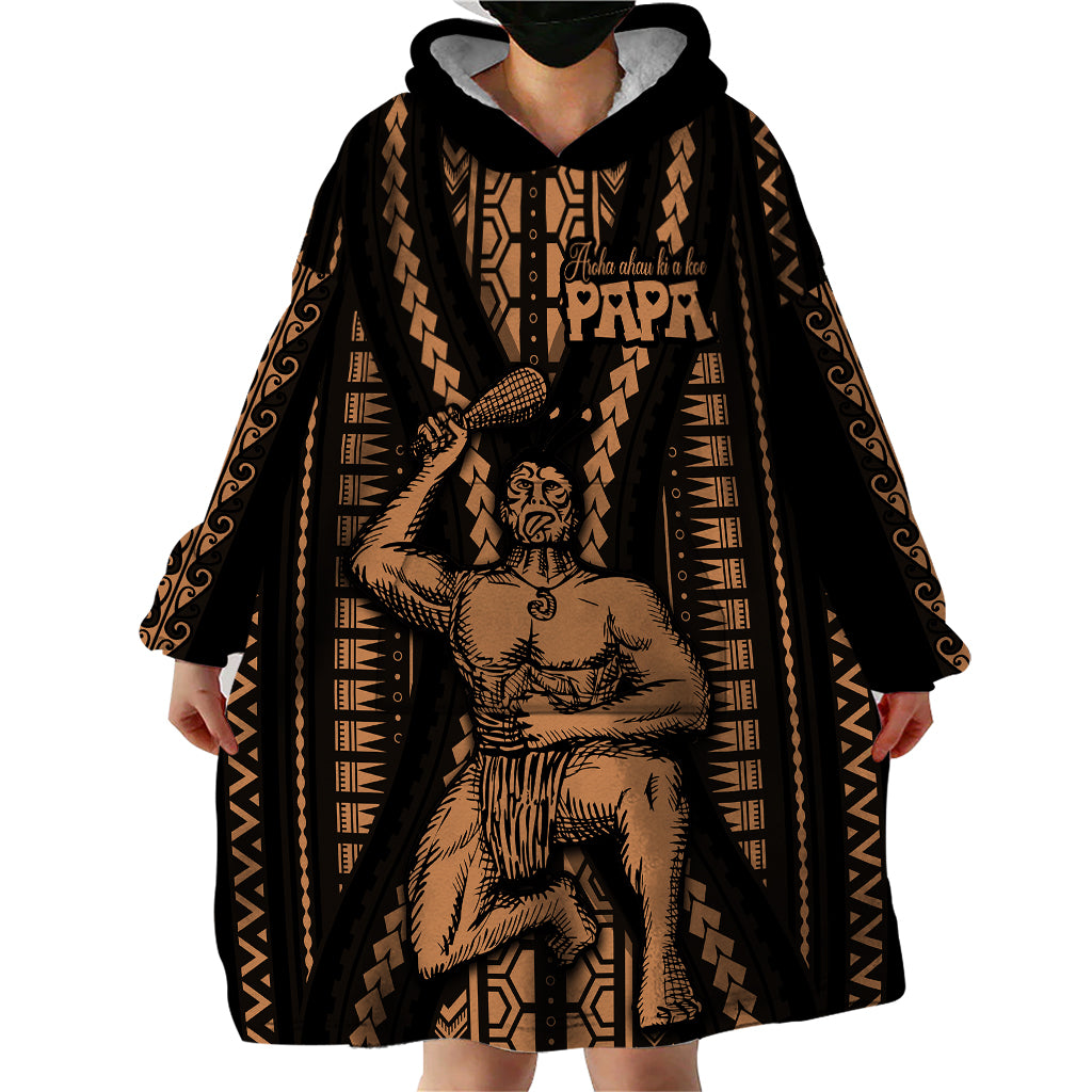 Maori Fathers Day New Zealand Wearable Blanket Hoodie Aroha Ahau Ki A Koe Papa - Nude - Wonder Print Shop