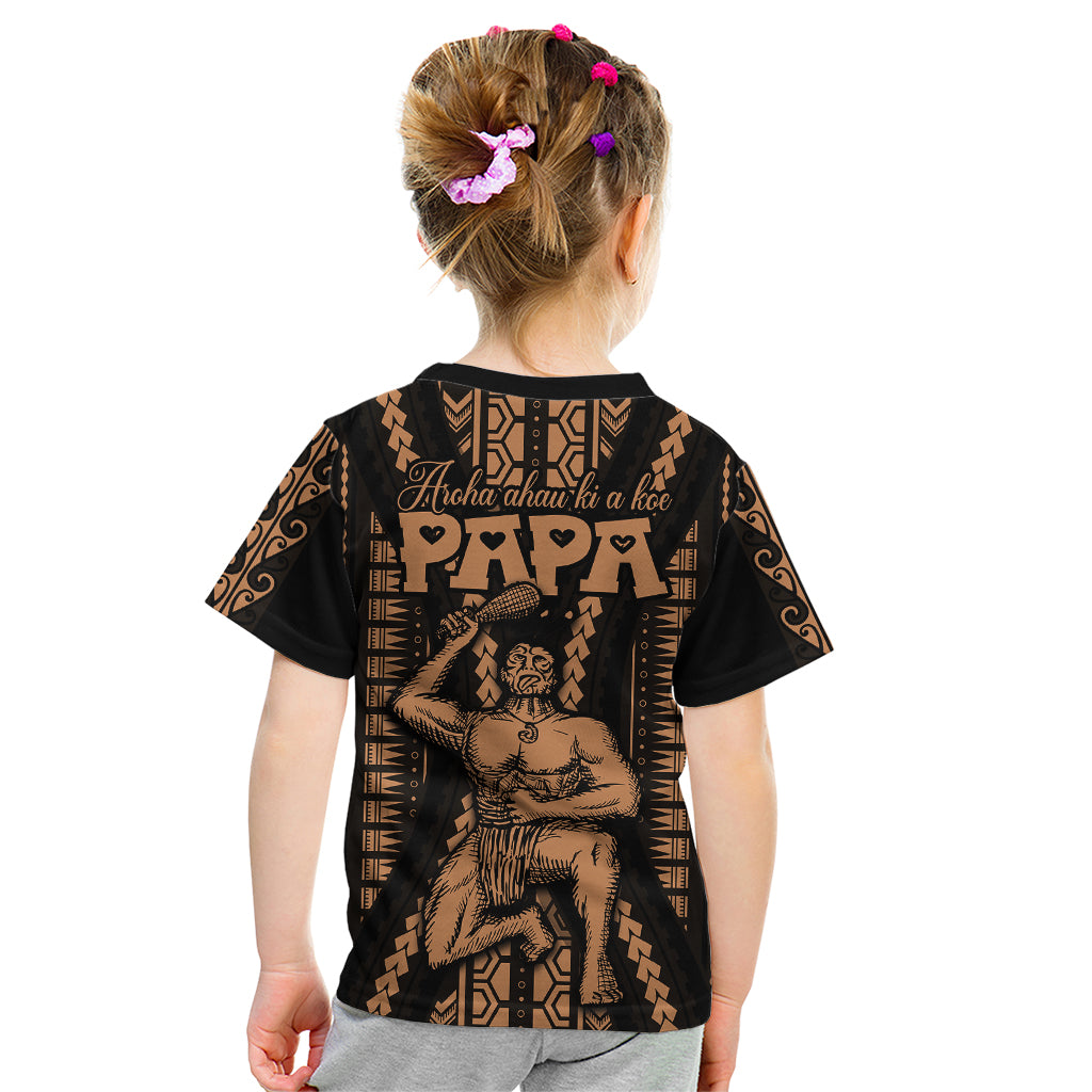 Custom Maori Fathers Day New Zealand Kid T Shirt Aroha Ahau Ki A Koe Papa - Nude - Wonder Print Shop