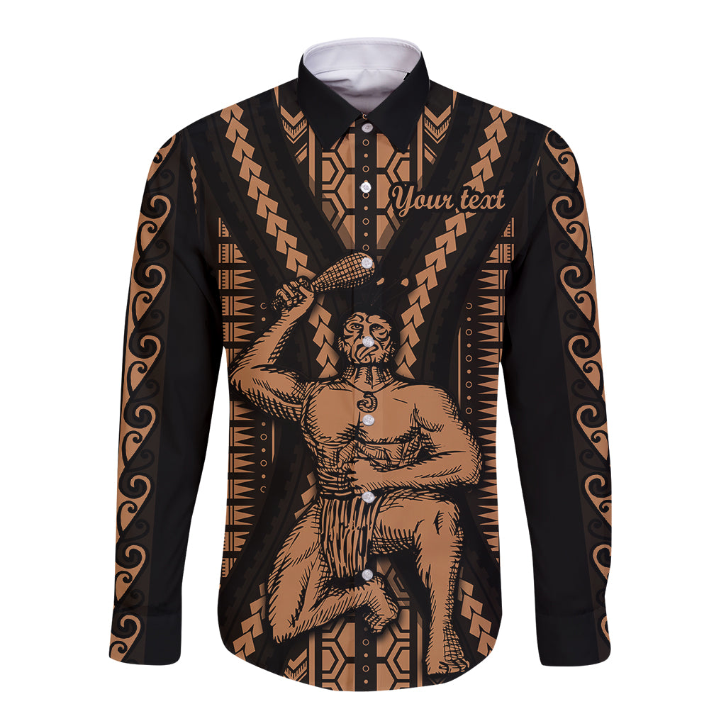Custom Maori Fathers Day New Zealand Long Sleeve Button Shirt Aroha Ahau Ki A Koe Papa - Nude - Wonder Print Shop