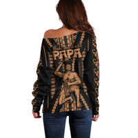 Custom Maori Fathers Day New Zealand Off Shoulder Sweater Aroha Ahau Ki A Koe Papa - Nude - Wonder Print Shop