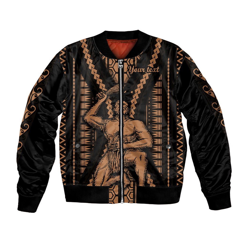 Custom Maori Fathers Day New Zealand Sleeve Zip Bomber Jacket Aroha Ahau Ki A Koe Papa - Nude - Wonder Print Shop