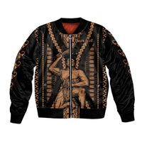 Custom Maori Fathers Day New Zealand Sleeve Zip Bomber Jacket Aroha Ahau Ki A Koe Papa - Nude - Wonder Print Shop