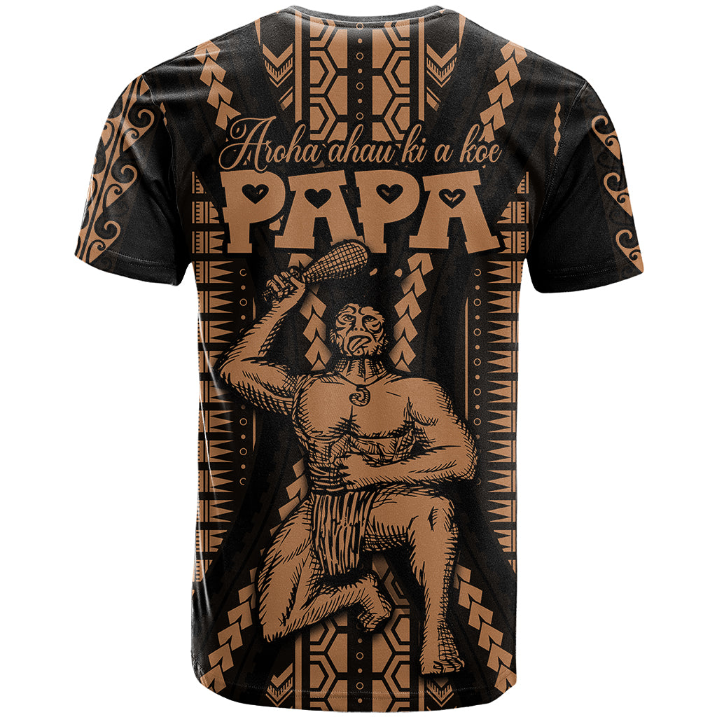 Custom Maori Fathers Day New Zealand T Shirt Aroha Ahau Ki A Koe Papa - Nude - Wonder Print Shop