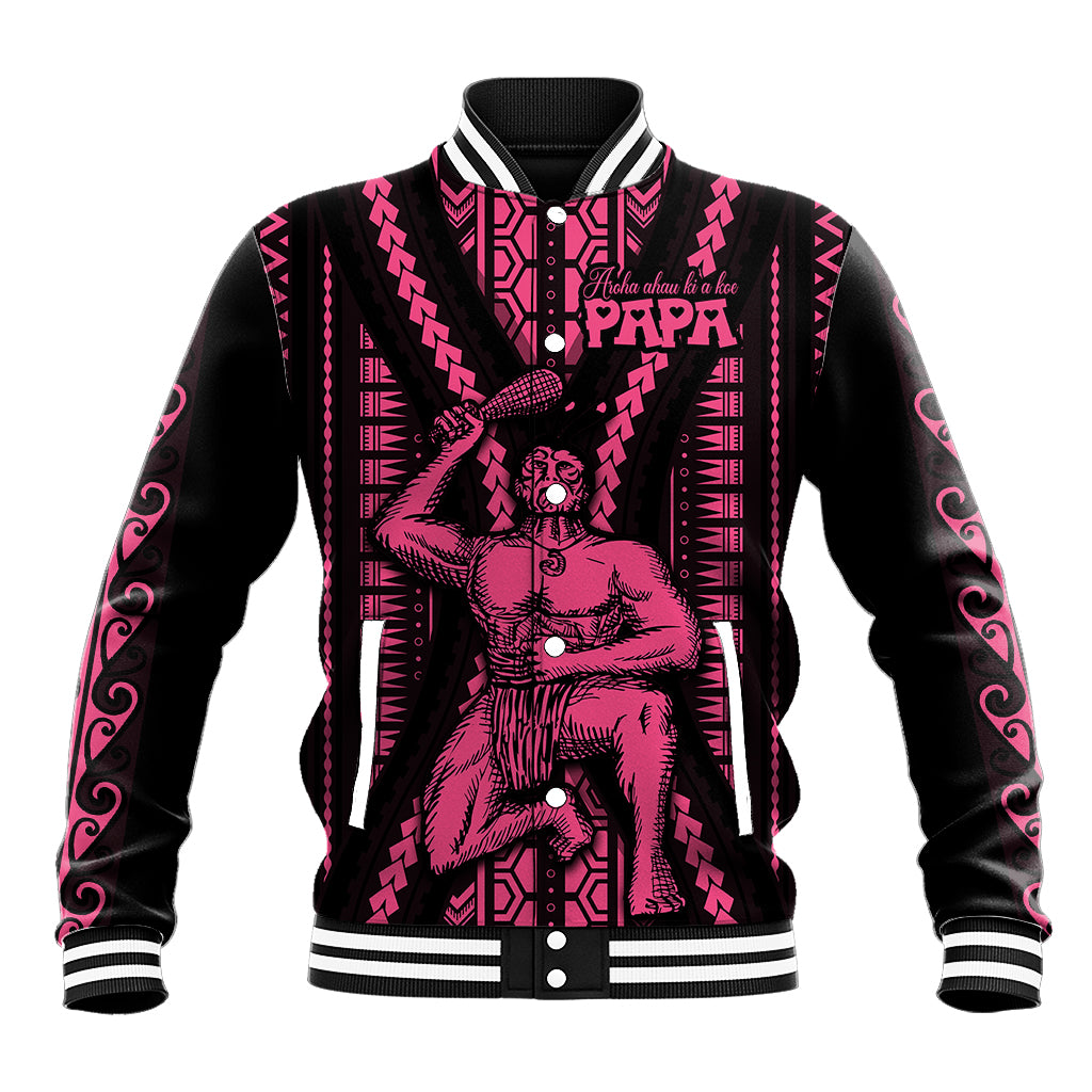 Maori Fathers Day New Zealand Baseball Jacket Aroha Ahau Ki A Koe Papa - Pink LT9 - Wonder Print Shop