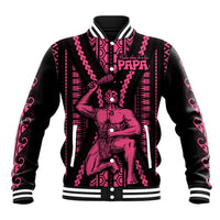Maori Fathers Day New Zealand Baseball Jacket Aroha Ahau Ki A Koe Papa - Pink LT9 - Wonder Print Shop