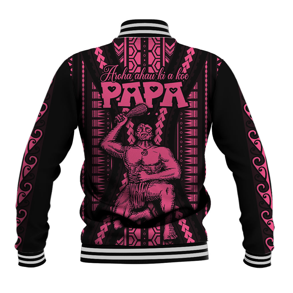 Maori Fathers Day New Zealand Baseball Jacket Aroha Ahau Ki A Koe Papa - Pink LT9 - Wonder Print Shop