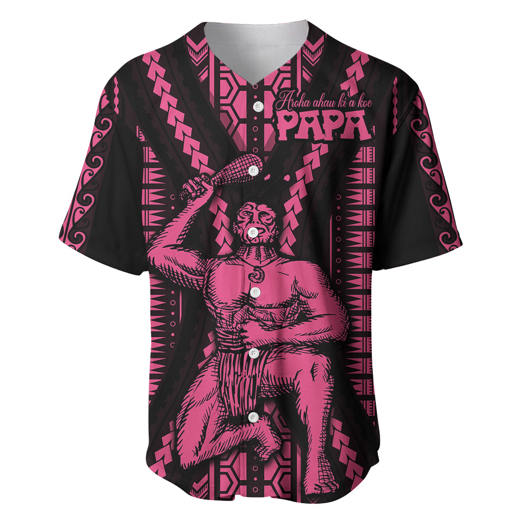 Maori Fathers Day New Zealand Baseball Jersey Aroha Ahau Ki A Koe Papa - Pink LT9 - Wonder Print Shop